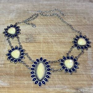 Statement Necklace Antique Yellow Silver Black Women’s Adjustable